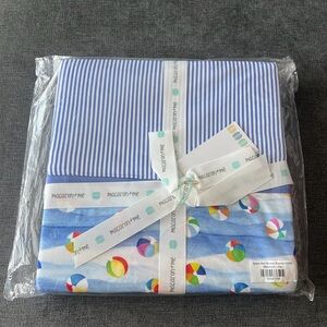 Macaron+Me Striped and Beach Ball Patterned Fabric Stroller Blanket 50x50 Bamboo